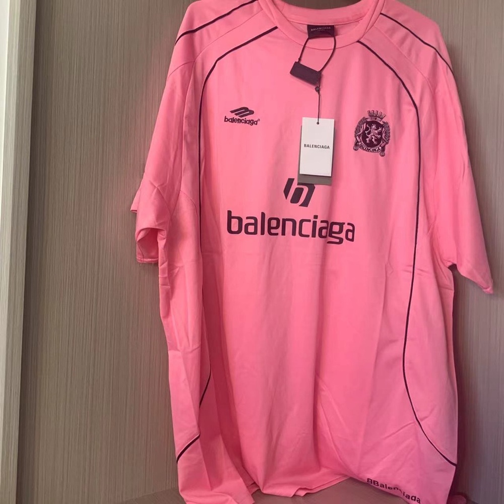 Balenciaga Pink Jersey Shirt with Black Trim